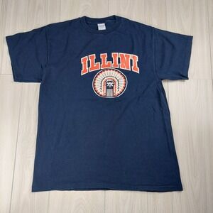 Vintage 80s 90s Artex Illinois University Illini T-Shirt XL Blue Athletic Indian